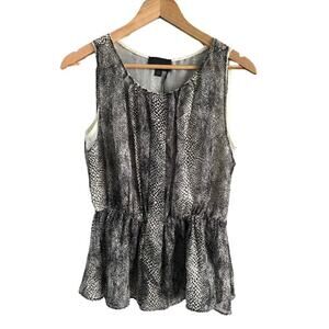 NWT‎ Lumiere Snakeskin Peplum Layered Pintuck Neckline Sleeveless Blouse Sz S